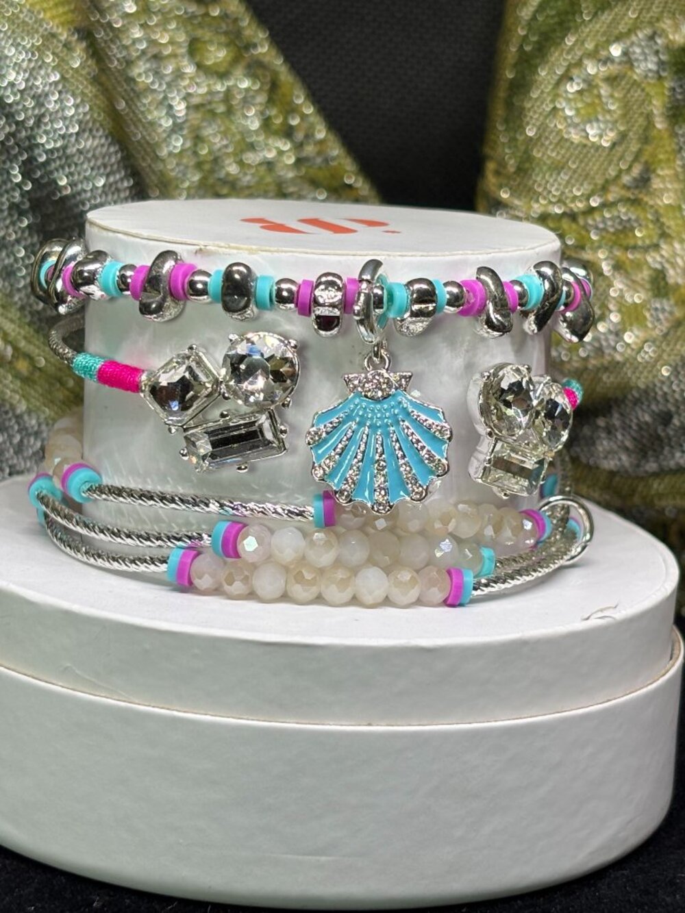 Bomb Party "Oh Shell Yeah!" Summer Stacks 3 Bracelet Set with Seashell Charm